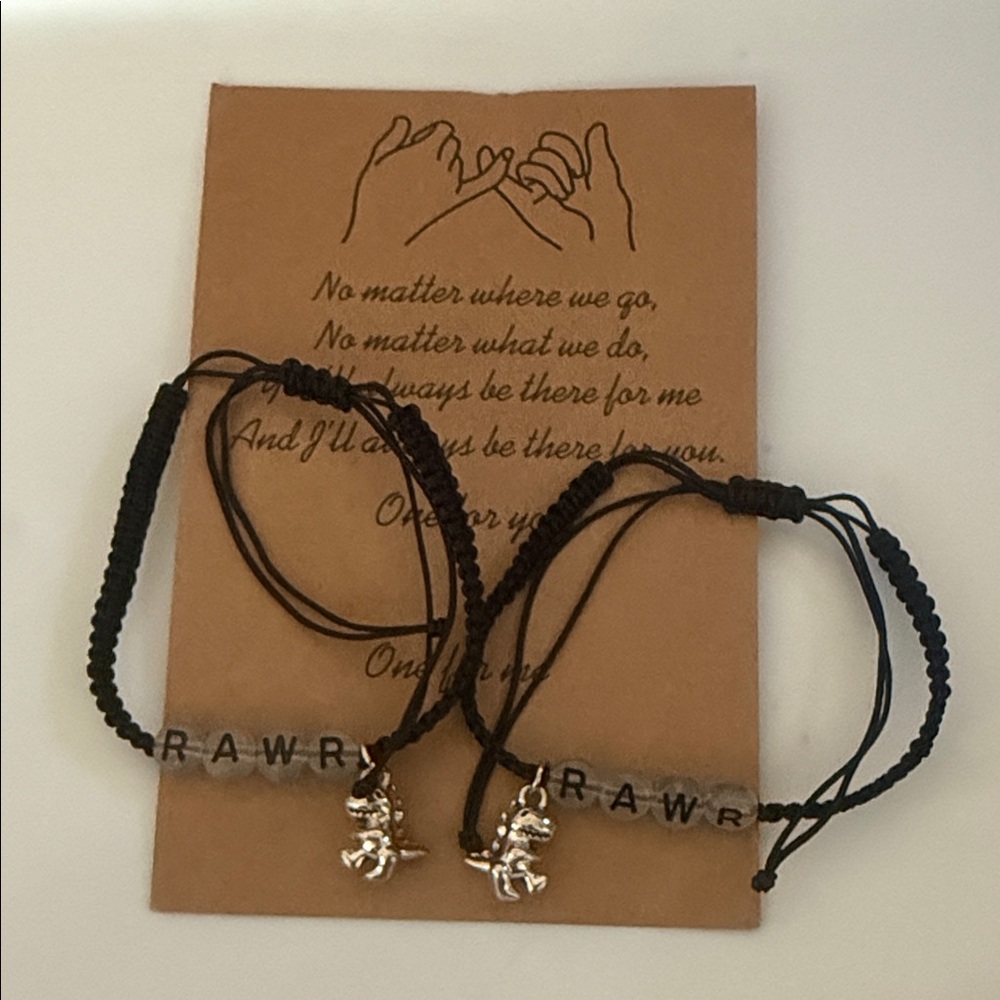 Black and Silver RAWR Charm Bracelets